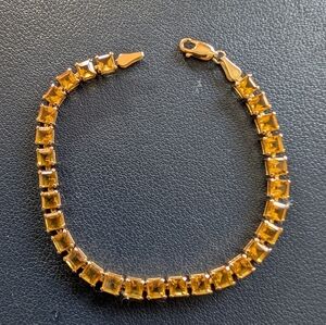 Square cut Citrine Tennis Bracelet in 14K setting